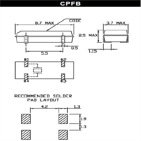 卡迪纳尔晶振CPFB,CPFBZ-A2C4-32.768KD6无源晶振