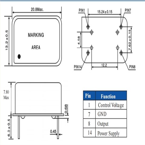 AOCJY1-12.800MHZ-E,压控温补振荡器,艾博康晶振,6G蓝牙模块晶振