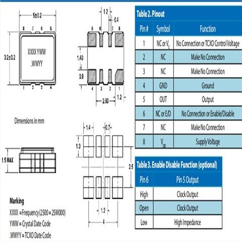 微管5032mm振荡器,VT-803-EAE-2870-33M3330000TR,测试和测量6G晶振